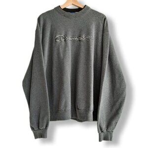 CHAMPION \ Relaxed Fit Cozy Pullover Crewneck Sweatshirt Grey Sz L